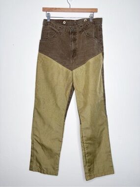 Wrangler Pro Gear Double Knee Denim Pants 90’s Brown Green Size 32x32